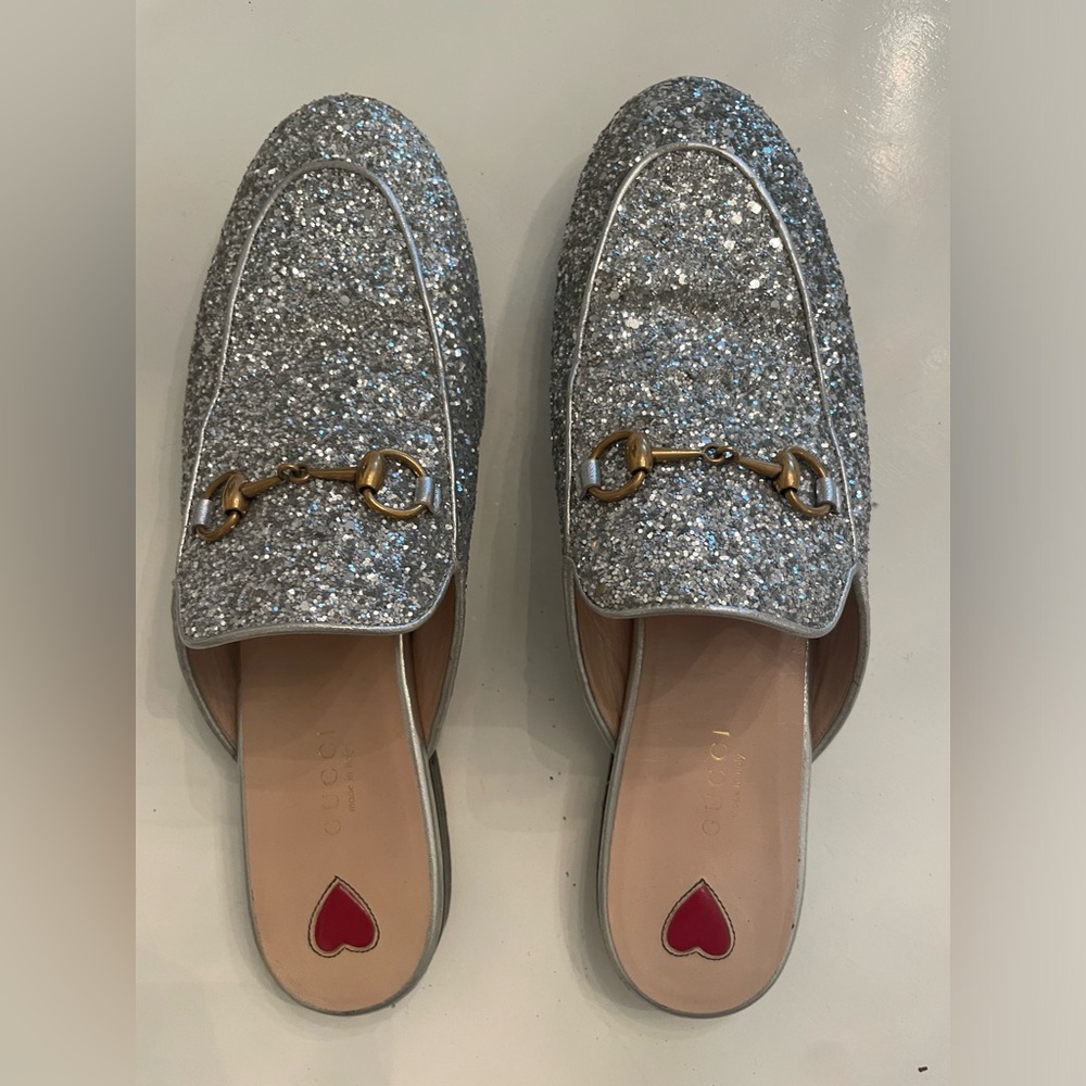 Gucci Princeton Silver slide loafers